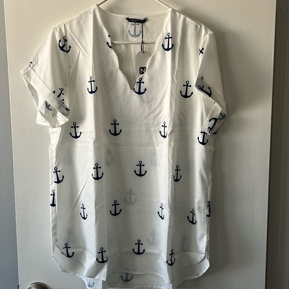 Noracora Tops - New Nautical anchor top